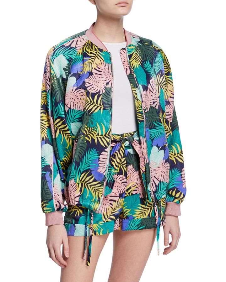 Multi-printed Zip-up Bomber Jacket