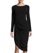 Irene Asymmetric-hem Jersey Dress, Black