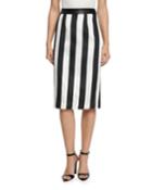 Striped Leather-trim Pencil