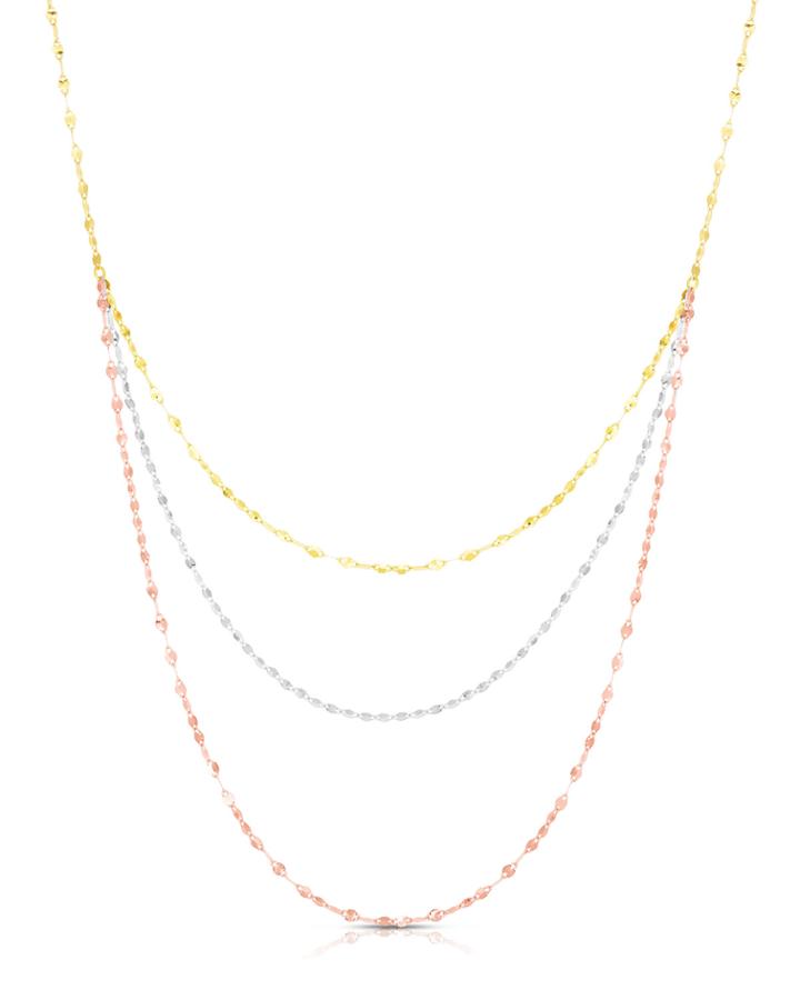 Tricolor 14k Italian Triple-chain Necklace