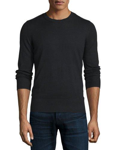 Cashmere-cotton Sweater With Check Panels, Black