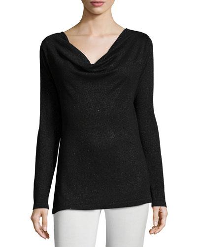 Long Sleeve Cowl Neck Embellished Top