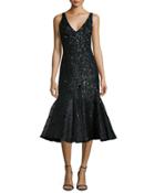 Acacia Embellished Fluted Dress, Black