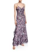 Barcelo Printed Silk Chiffon Gown With