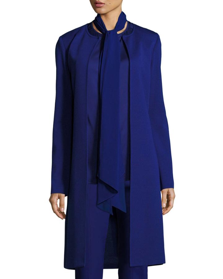 Milano Knit Topper Jacket With Tie Back, Cobalt
