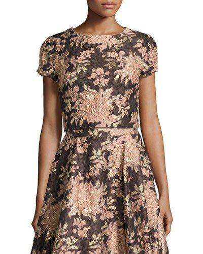 Sarina Boxy Floral Jacquard Top,