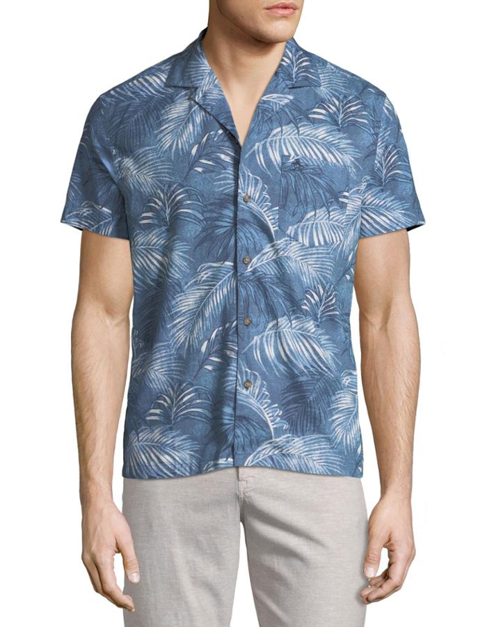 Slim-fit Palm-leaf Short-sleeve