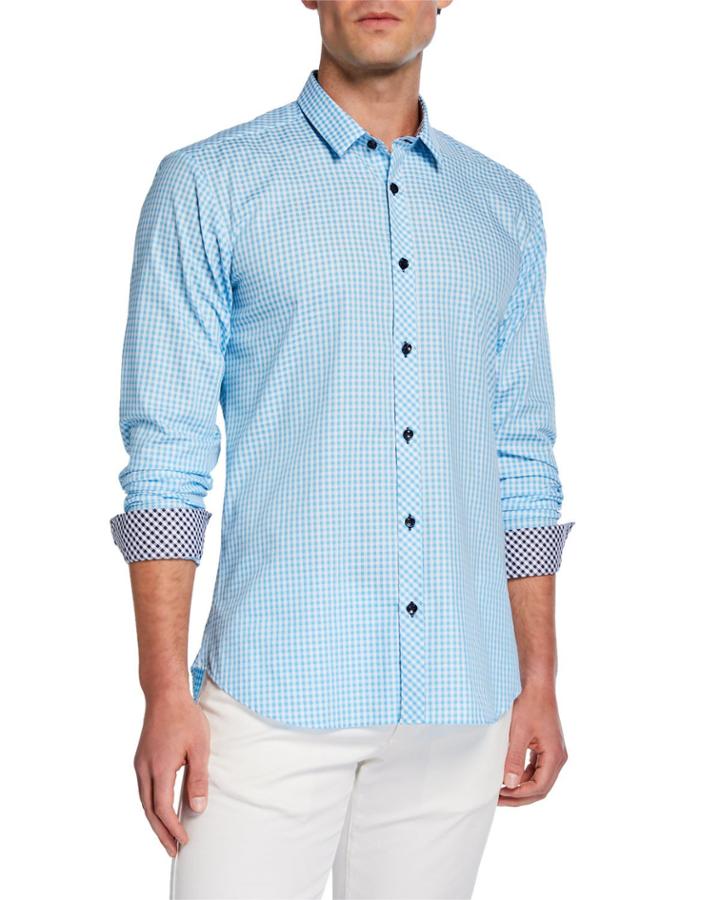 Men's Long-sleeve Gingham Check