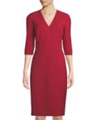 Delilah 3/4-sleeve Sheath Dress, Red