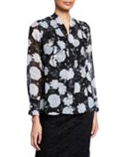 Floral Print Tie-front Ruffle Blouse