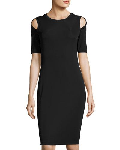 Cold-shoulder Knit Dress, Black