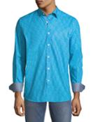 Classic-fit Speckled Sport Shirt, Turquoise