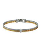 Two-row Cable Bracelet W/ Diamond Pave, Gold/gray