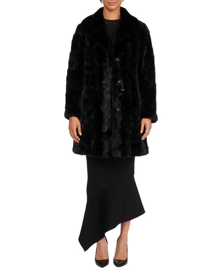 Reversible Mink Fur Short Nap Belted