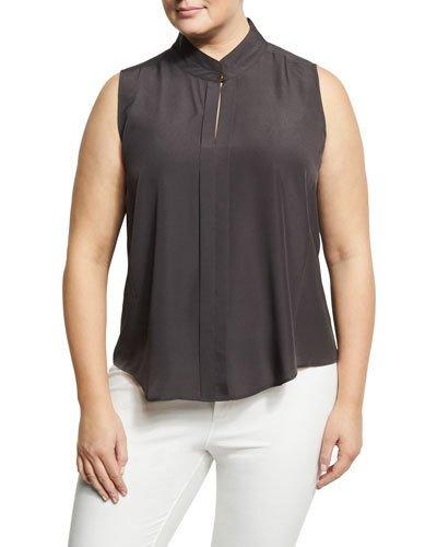 Noteworthy Split-neck Crepe Top,