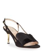 Suede Bow Metallic-heel Slingback