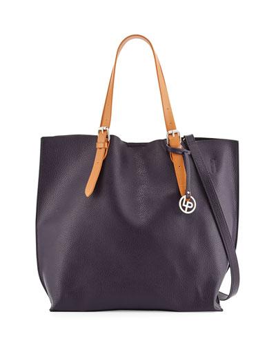 East-west Buckle Tote Bag, Navy