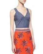 Brooklyn Shantung Crop Top, Chambray