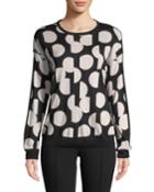 Intarsia Dot Jewel-neck