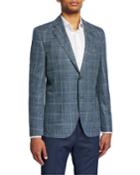 Men's Plaid Wool/silk Two-button Jacket