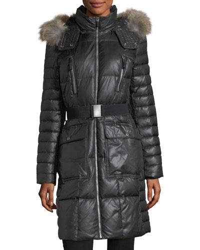 Coyote Fur-trimmed Hood Puffer Jacket