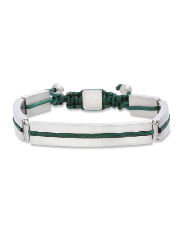 Men's Five-link Stainless Steel Cord Bracelet, Green
