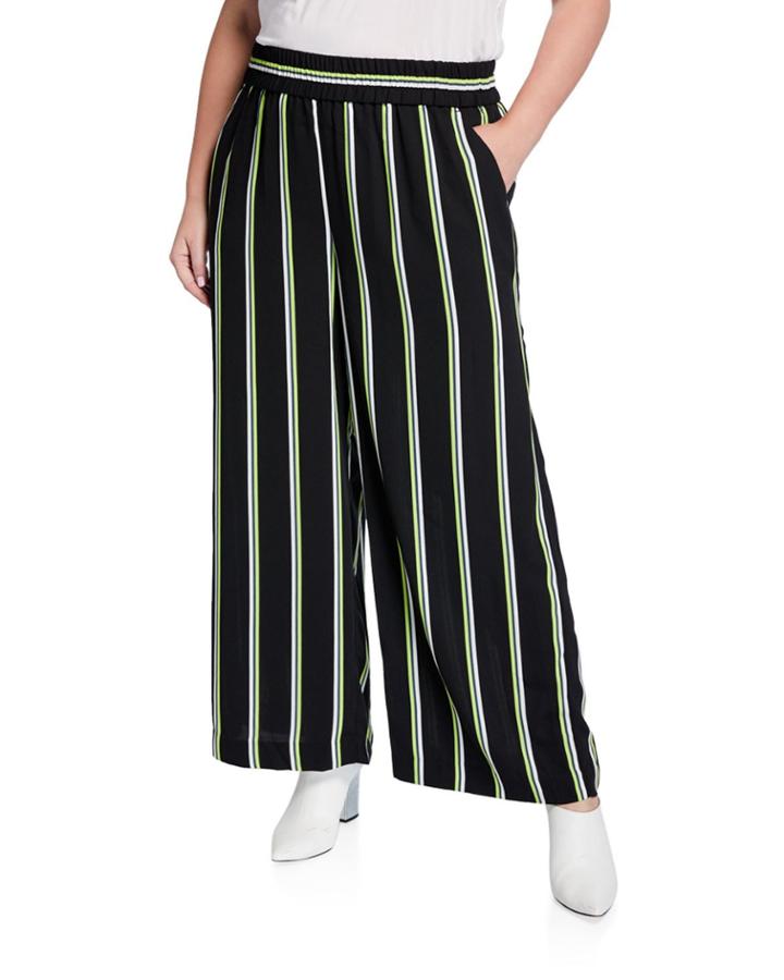 Plus Size Goldie Striped Wide-leg Pull-on Pants