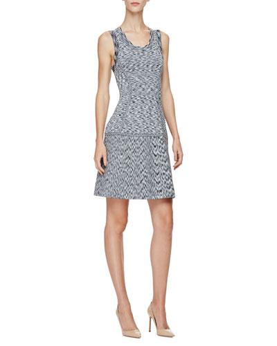 Scoop-neck Tank Mini Dress, Black/ivory