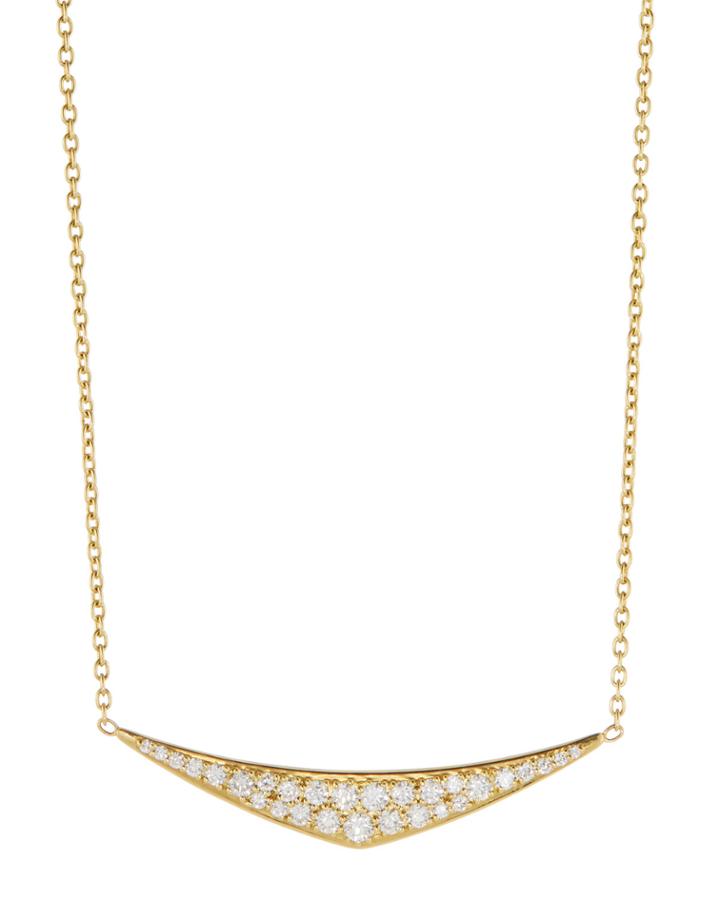 18k Diamond Pav&eacute; Curved Triangle Pendant Necklace