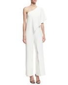 One-shoulder Cascade-ruffle Jumpsuit