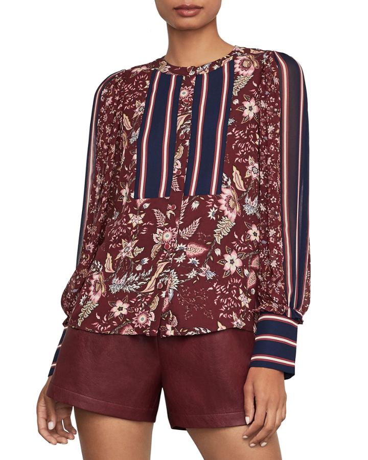 Floral-print Long-sleeve Blouse W/