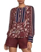 Floral-print Long-sleeve Blouse W/