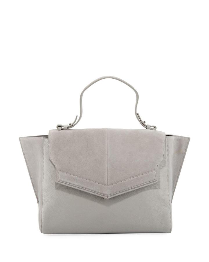 Large Mixed Media Satchel Bag, Dove Grey