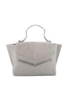 Large Mixed Media Satchel Bag, Dove Grey