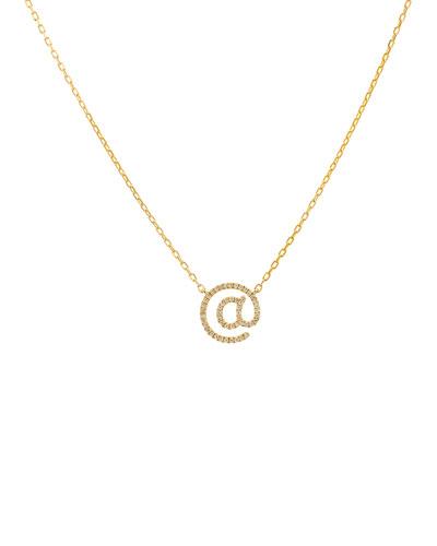 14k Pave Diamond @ Sign Pendant Necklace
