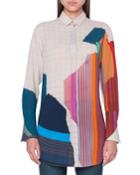 Abstract-print Button-front Tunic