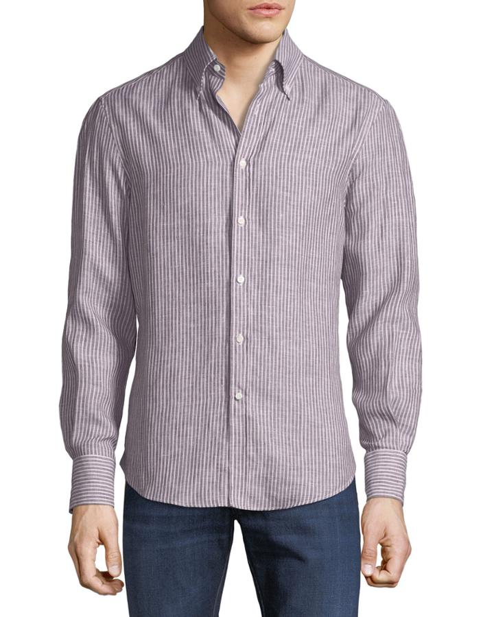 Leisure-fit Striped Linen Cloth