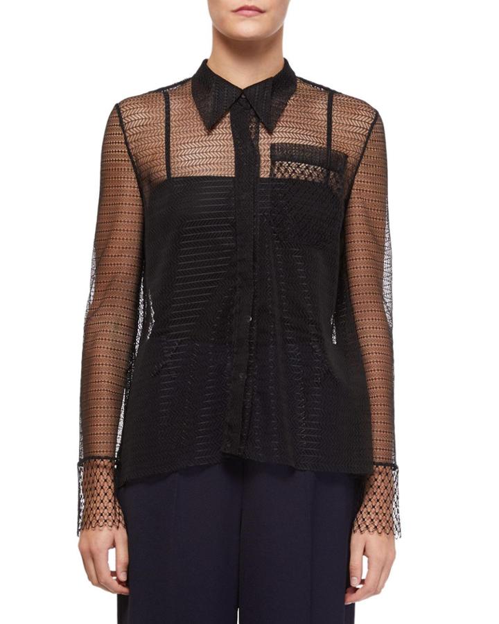 Algar Sheer-sleeve Lace Boyfriend