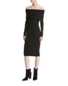 Venus Knit Off-the-shoulder Layered Dress, Black