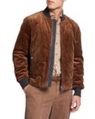 Men's Velvet College Bomber Jacket