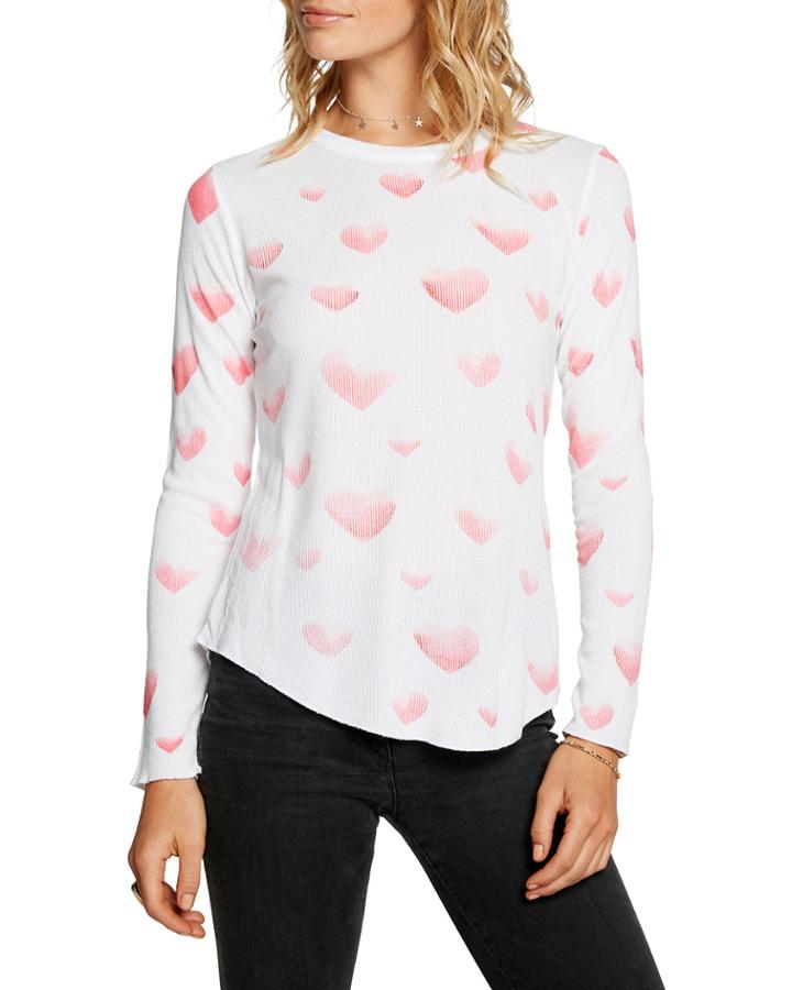Thermal Long-sleeve Shirttail Crewneck Top
