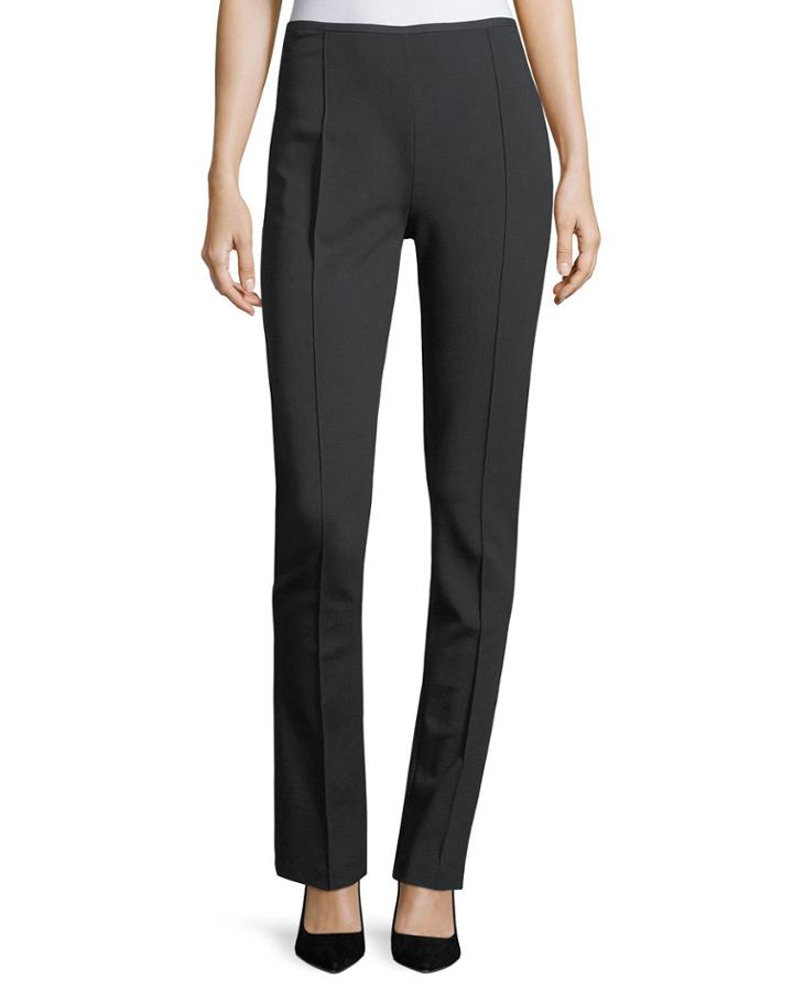 High-rise Straight-leg Pintucked Jersey Pants