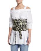 Floral Embroidered Tie-waist Corset