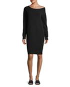 Off-the-shoulder Long-sleeve Wool-cashmere Dress
