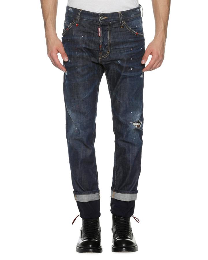 Cool Guy Straight Jeans W/drawstring Cuffs