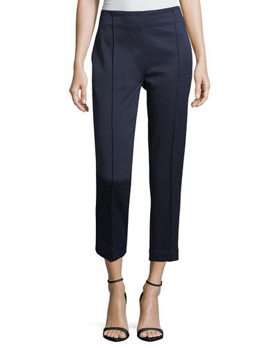 Textured Stretch Skinny Pull-on Ankle Pants