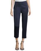 Textured Stretch Skinny Pull-on Ankle Pants