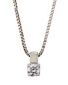 18k White Gold Square Prong-set Diamond Necklace