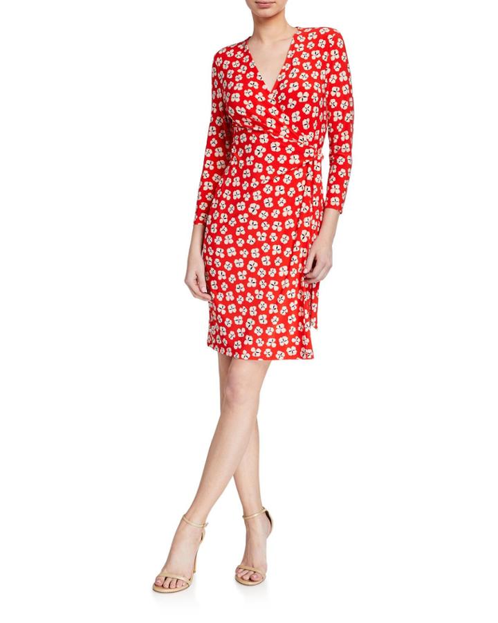 Zuma Petal-print Interlock Classic Wrap Dress