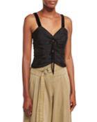 Bianca Sleeveless Ruched Top W/ Velvet Trim